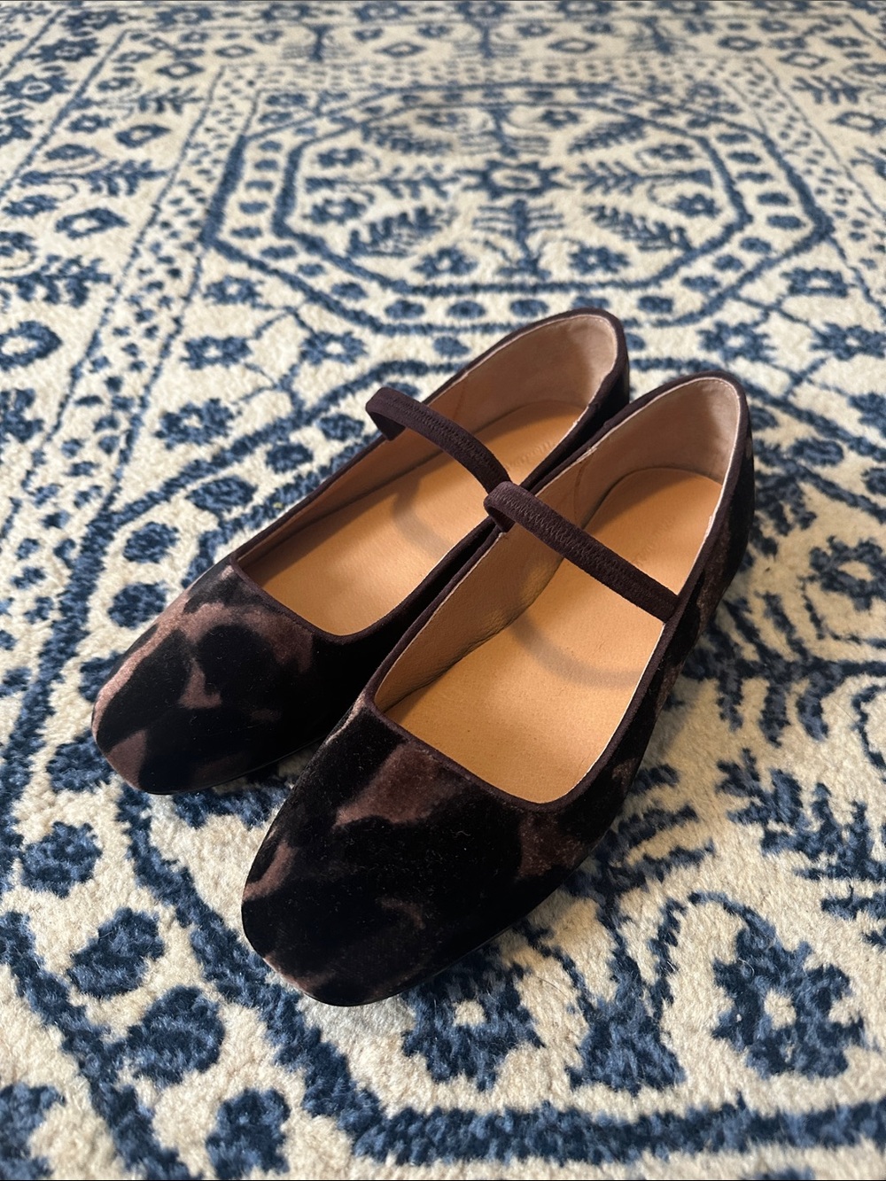 Madewell Brown Velvet Mary Jane Flats with Strap